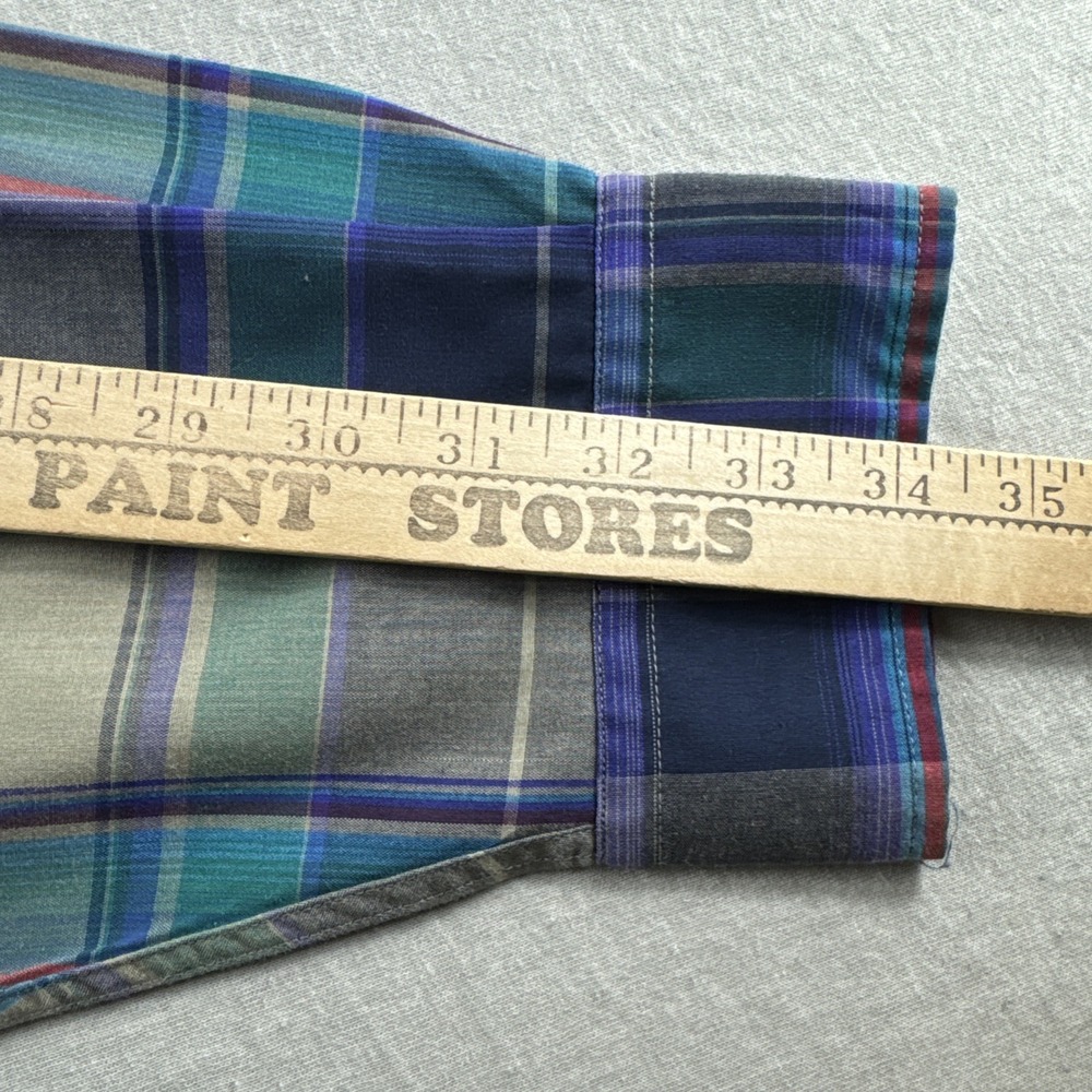 Vintage Arrow Sport Long Sleeve Shirt Mens XL Blue Plaid Button Up Casual 90s - Picture 7 of 7